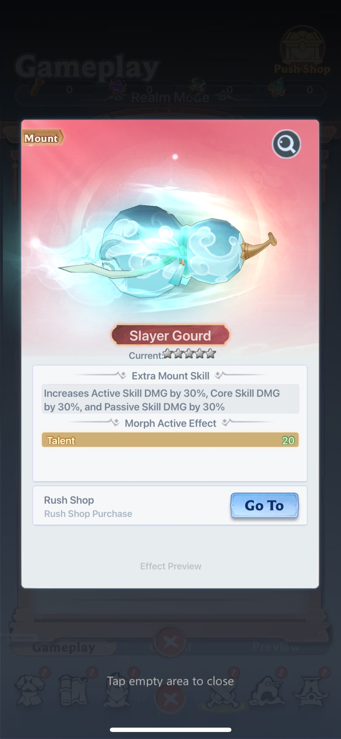 Push Shop showing available mounts