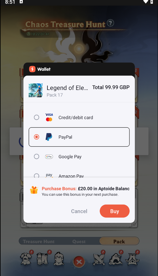 Purchasing with Aptoide wallet