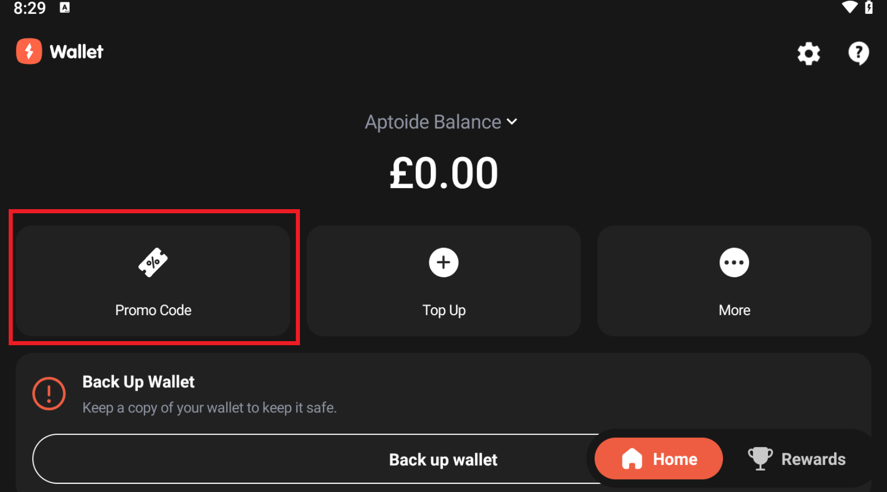 Aptoide Wallet Promo Code Highlighted