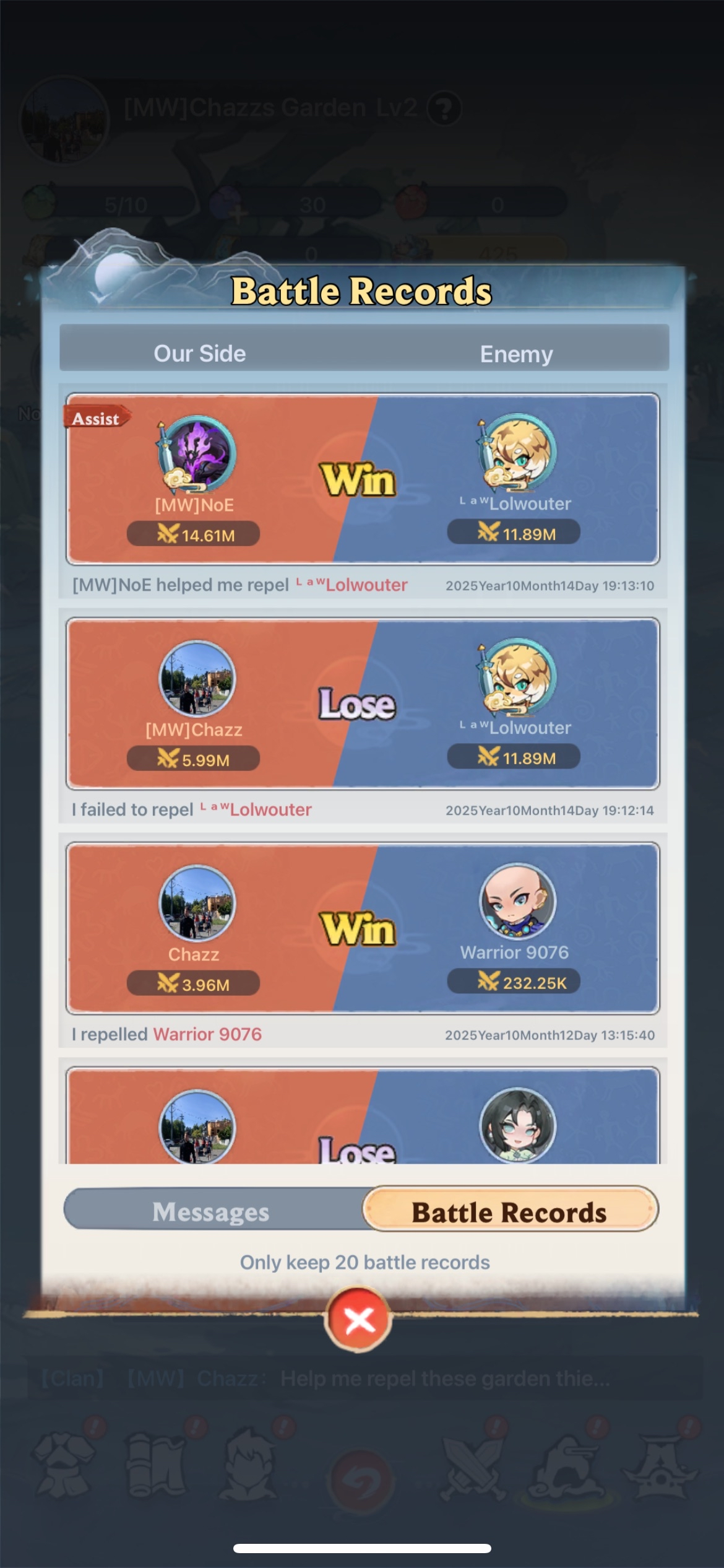 Garden Battle Records