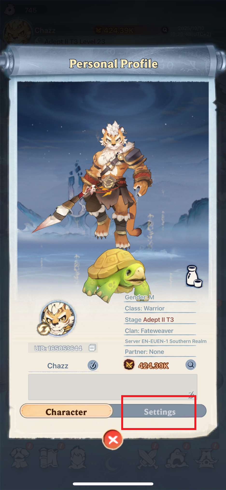 Avatar → Settings Menu